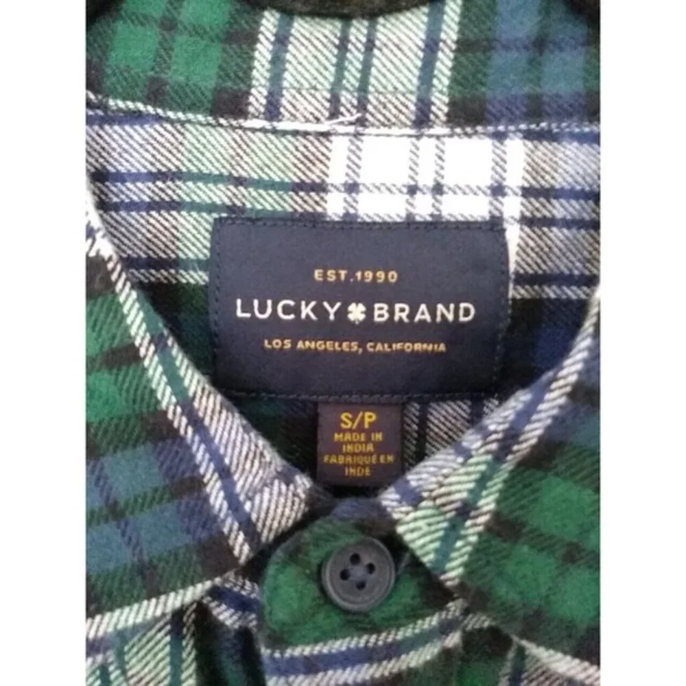 LUCKY BRAND Men's Flannel Shirt Overshirt Navy Blue Plaid Cotton Stretch NWT - Picture 3 of 12
